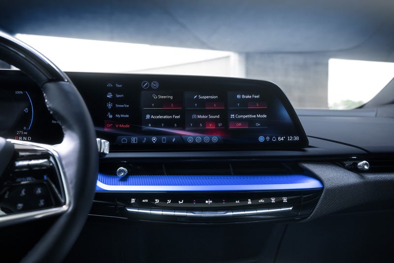 The 2026 OPTIQ-V Display Screen Displaying the V-Mode Settings | Gerry Lane Cadillac in Baton Rouge LA