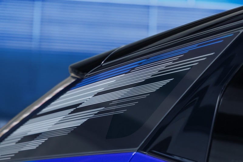 Close-up of the Modern Pattern on the 2026 OPTIQ-V Rear Quarter Glass | Gerry Lane Cadillac in Baton Rouge LA